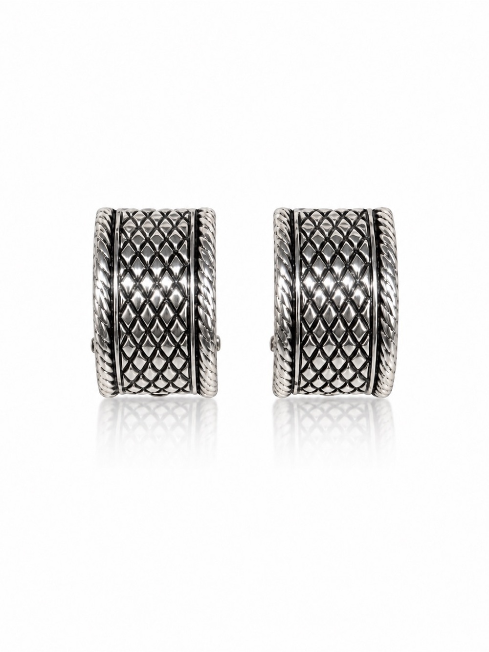 Elegant Silver Textured Clip-On Earrings